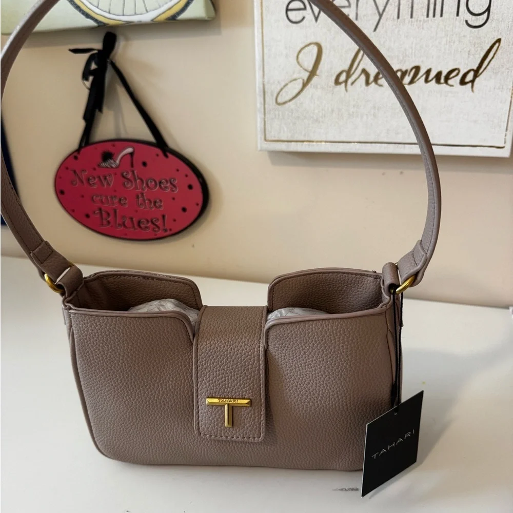 Tahari Shoulder Bag – Pebbled Faux Leather Handbag NWT